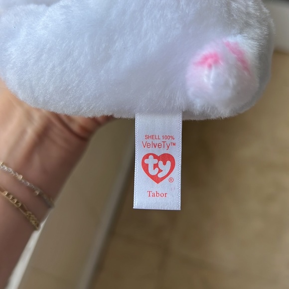 TY Beanie Baby Babies White Tiger Tabor Sparkle Pink Big Eyes Plush - Picture 5 of 10